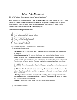 Software Project Management - MBA IV Semester- Solution Set June 2013
