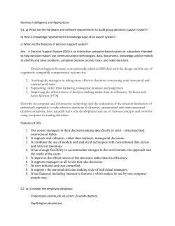 Business Intelligence and Applications - MS 204 - MBA IV Semester - Solution Set 2013