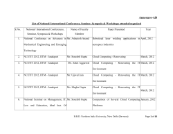 List of National/ International Conferences, Seminar, Symposia & Workshops attended/organized