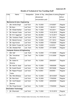 Details of Technical & Non Teaching Staff