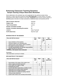 Teaching Critique Observation Worksheet Summary