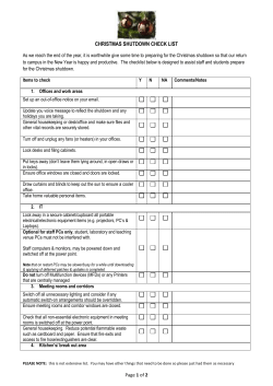 Christmas Shutdown Checklist