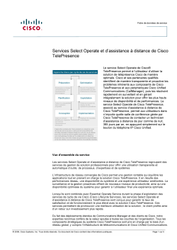 Fiche technique des services Select Operate et d assistance distance de Cisco TelePresence