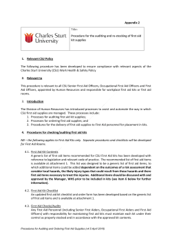 Procedure for the auditing and re-stocking of first aid kit supplies