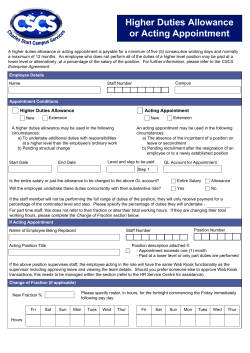 Higher Duties Allowance or Acting Appointment