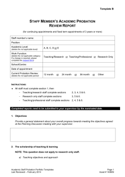 Probation - Academic Staff Member's Probation Review Report (Template B)