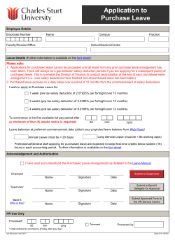Leave - Purchased Leave - Application to Purchase Leave