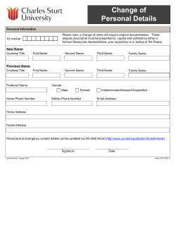 Change of Personal Details Form