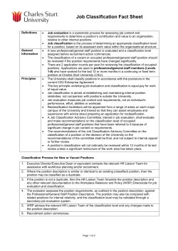 Job Classification - Professional/General Staff