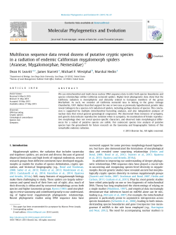 Multilocus sequencedata reveal dozens of putative cryptic species in a radiation of endemic California mygalomorph spiders (Leavitt et al. 2015)