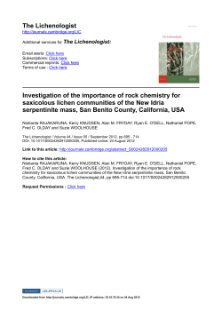 Investigation of the importance of rock chemistry for saxicolous lichen communities of the New Idria serpentine mass, San Benito County, California, USA (Rajakaruna et al. 2012)