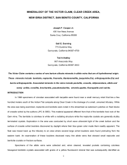 Mineralogy of the Victor Claim, Clear Creek Area, New Idria District, San Benito County, California (Cooper et al. n.d.)