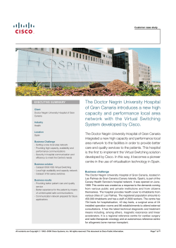 Doctor Negrin University Hospital of Gran Canaria introduces high capacity, high performance LAN with Cisco Virtual Switching System