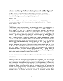 International Strategy for Nanotechnology Research and Development