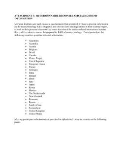 Attachment F to Final Report: Questionnaire Responses from 25 countries and EU, and Background Information