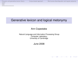 slides day 3 (Generative lexicon and logical metonymy)