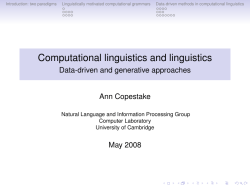 slides day 1 (Computational linguistics and linguistics)