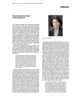 Patricia Goldman-Rakic: A Remembrance