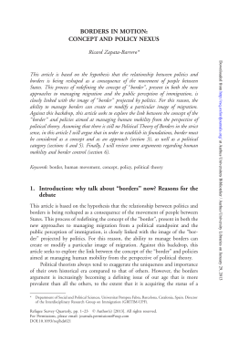 "Borders in motion. Concept and Policy Nexus"