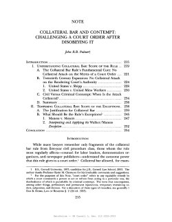 Collateral Bar and Contempt: Challenging a Court Order After Disobeying It