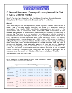Coffee and Sweetened Beverage Consumption and the Risk of Type 2 Diabetes Mellitus