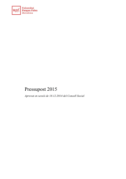 Pressupost de la Universitat Pomepu Fabra per a l'any 2015