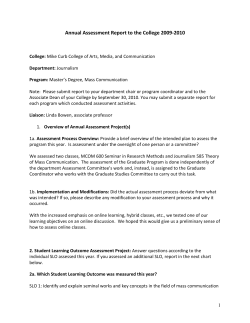 Mass Comm Assessment Report to the College 2009-10