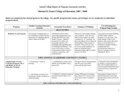 College of Education Assessment Report 2007-08