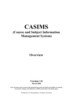 CASIMS Overview Document [.PDF]