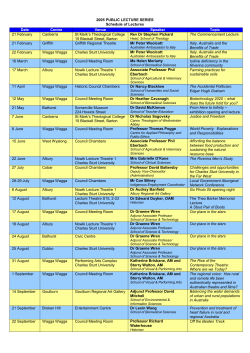 2005 Public Lecture Series - Schedule of Lectures