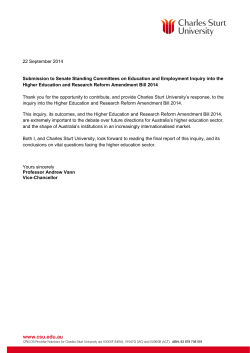 Submission to the Senate Committee Inquiry into the Higher Education and Research Reform Amendment Bill (Sept 2014)