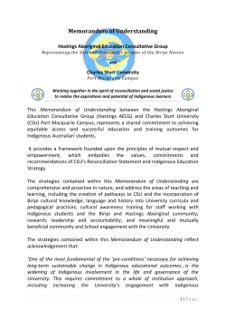 Memorandum of Understanding - CSU Hastings Aboriginal Education Consultative Group