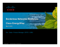 Borderless Networks Roadshow Cisco EnergyWise