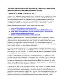 The Lancet Series On Maternal And Child Nutrition: Countries Will Not Break Out Of Poverty Unless Malnutrition Becomes A Global Priority