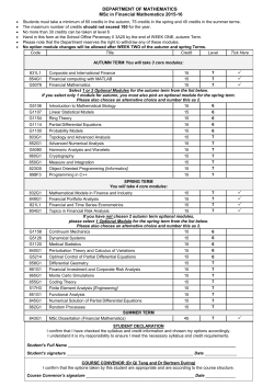 MSc Financial Mathematics Module Options Form [PDF 108.85KB]