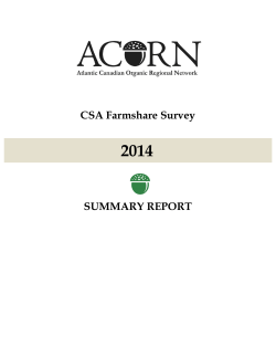 2014 CSA Shareholder Survey Summary Results