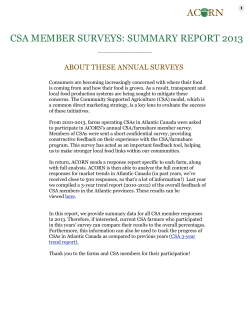 2013 CSA Trend Summary Report