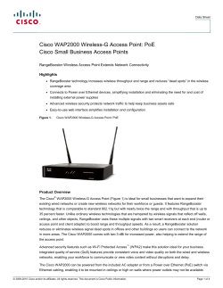 Cisco WAP2000 Wireless-G Access Point - PoE Datasheet