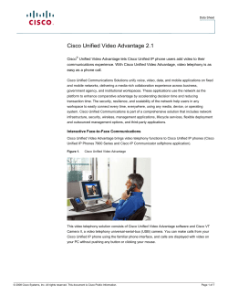 Cisco Unified Video Advantage Video Telephony Solution
