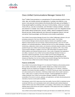 Cisco Unified Communications Manager Version 6.0