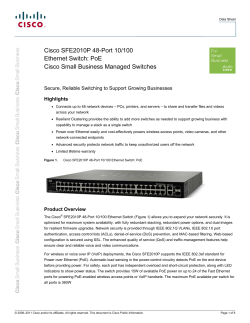 Cisco SFE2010P 48-port 10/100 Ethernet Switch Datasheet