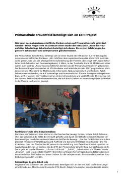 Primarschule Frauenfeld beteiligt sich an ETH - Projekt (PDF, 233 KB)