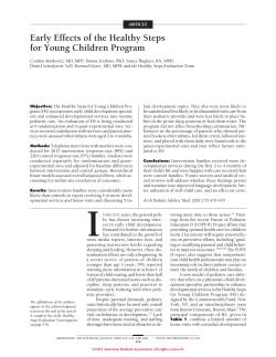 Early Effects of the Healthy Steps for Young Children Program.