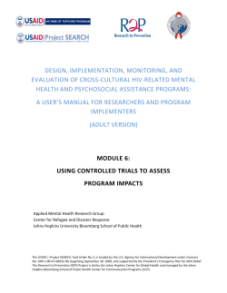 Module 6: Using Controlled Trials to Assess Program Impacts