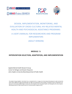 Module 5: Intervention Selection, Adaptation, and Implementation