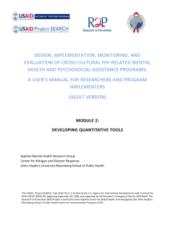 Module 2: Developing Quantitative Tools