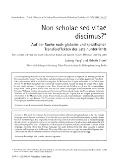Non scholae sed vitae discimus. Auf der Suche nach globalen und spezifischen Transfereffekten des Lateinunterrichts (PDF, 991 KB)