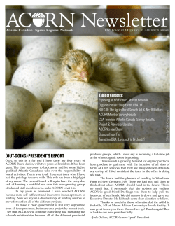 ACORN's Quartery Organic Newsletter Issue 52 - Spring 2014