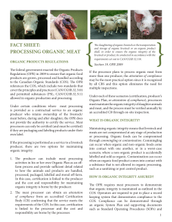 Organic Meat Processing Fact Sheet