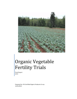 Organic Vegetable Fertility Trials - PEI COPC